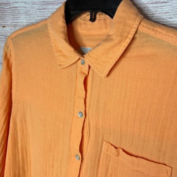 Rails Ellis Orange Papaya Button Down Cotton Gauze Long Sleeve Shirt Size Small - Picture 6 of 12